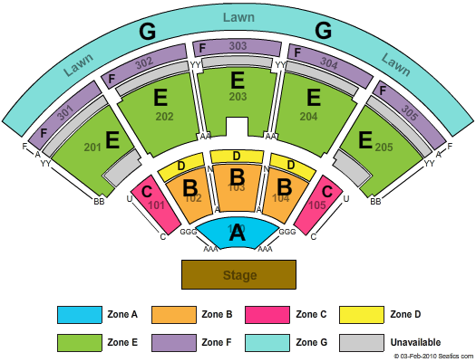 Talking Stick Resort Amphitheatre End Stage Zone Seating Chart